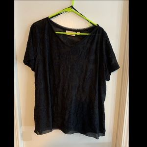 Black Blouse with Lace Detailing